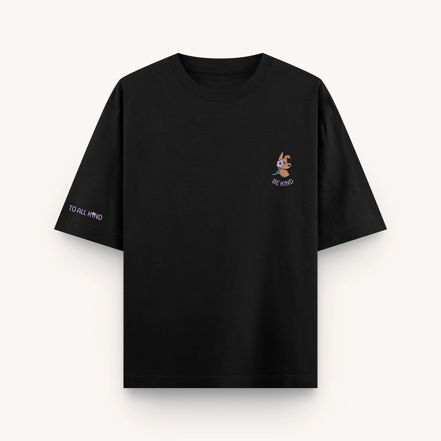 Be Kind To All Kind - Black, Oversized Tshirt, 220GSM