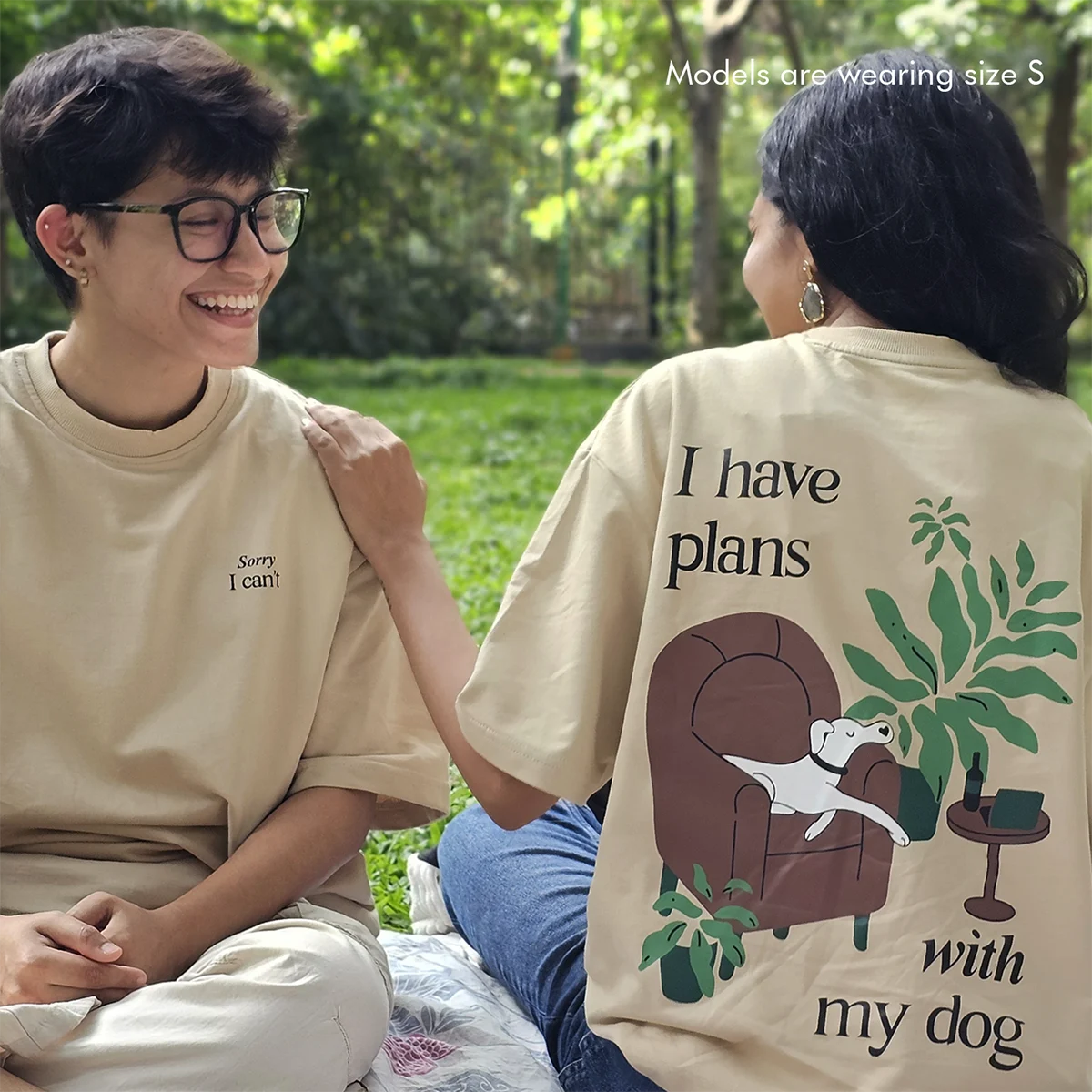 Plans with My Dog - Beige, Oversized Tshirt, 240 GSM