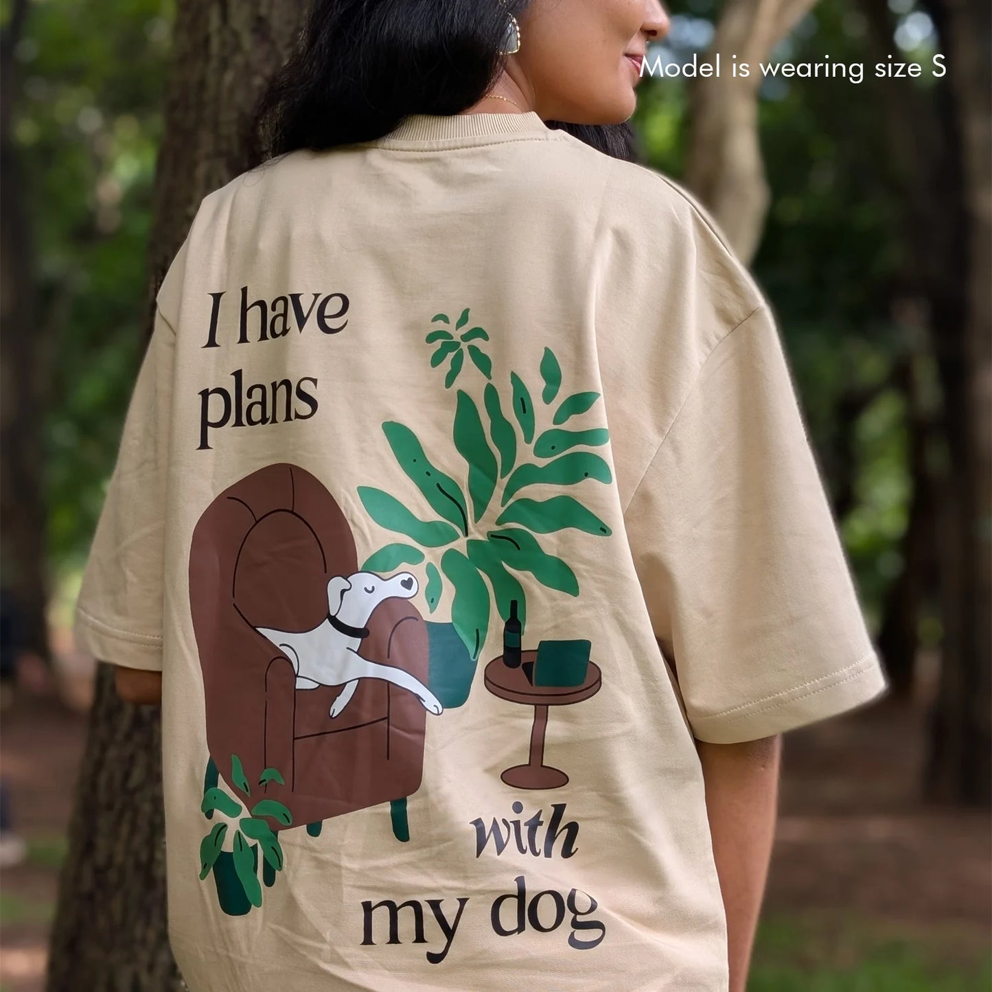 Plans with My Dog - Beige, Oversized Tshirt, 240 GSM
