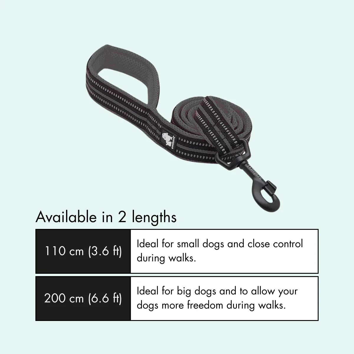 Padded Dog Leash - Black, Truelove