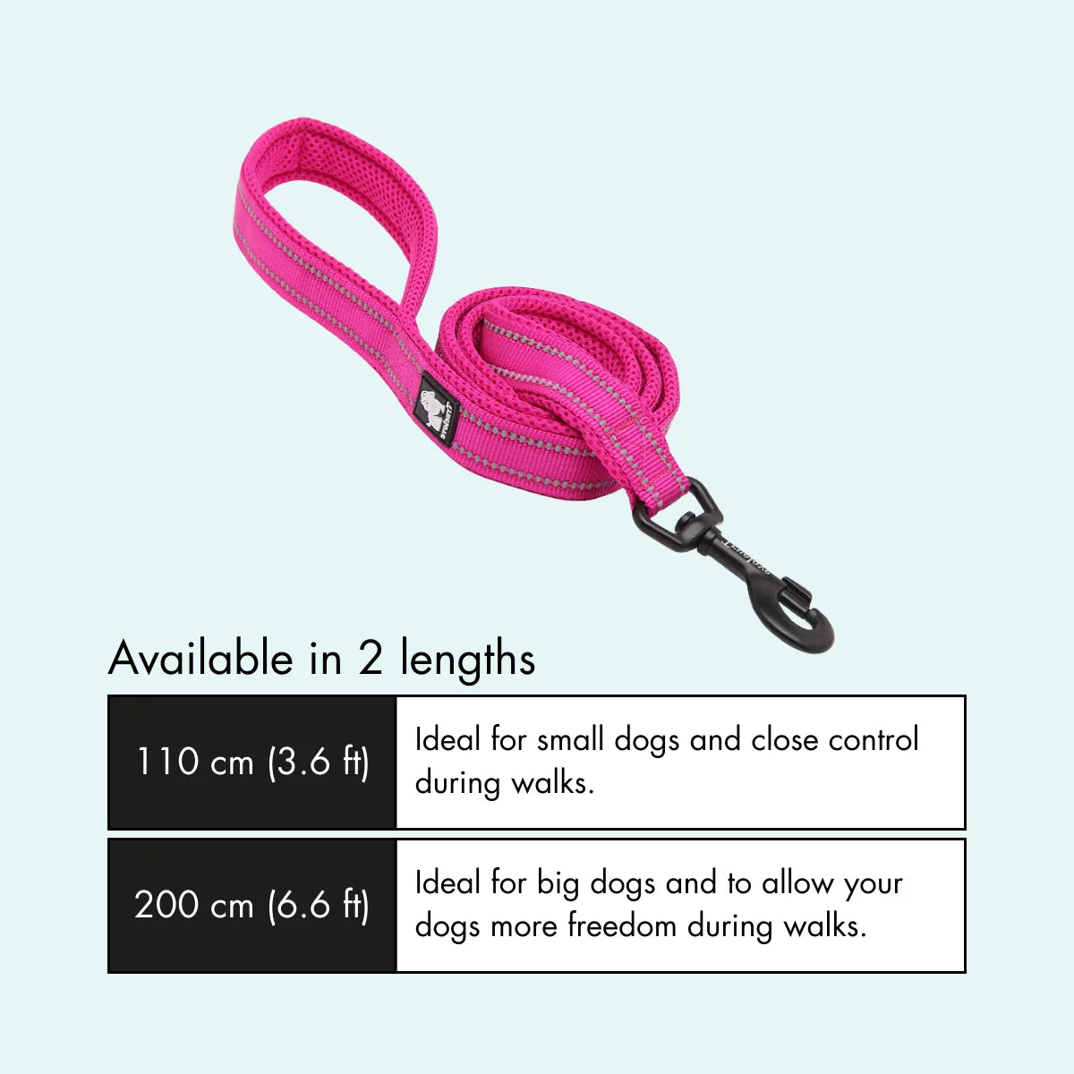 Padded Dog Leash - Fuschia, Truelove