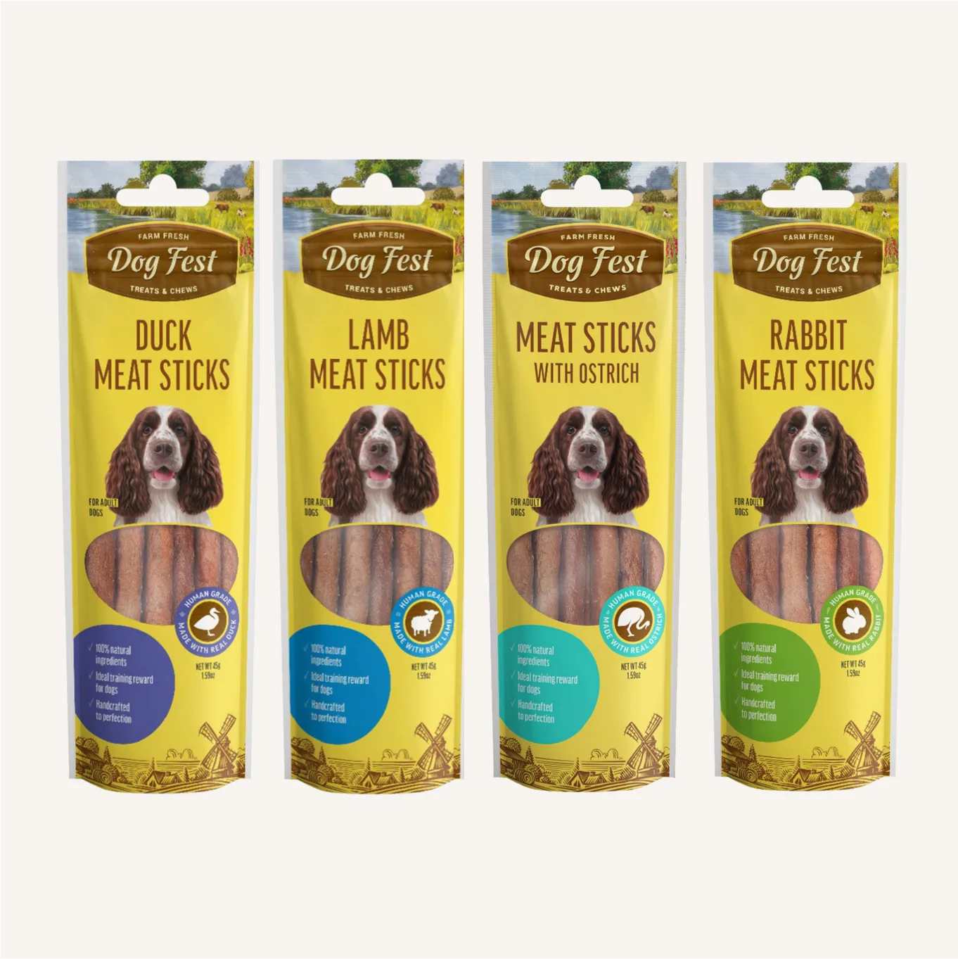 Ostrich, Duck, Lamb & Rabbit Meat Sticks - Dog Fest