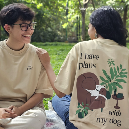 Plans with My Dog - Beige, Oversized Tshirt, 240 GSM