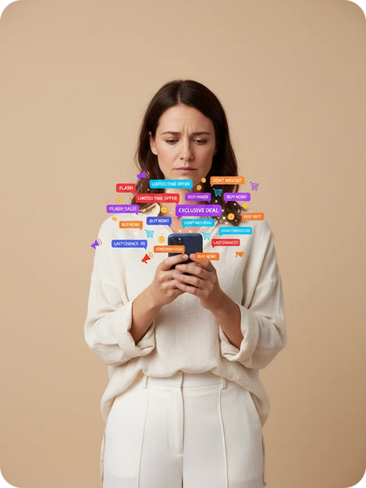 No Clutter, No Sales push, No over-marketing