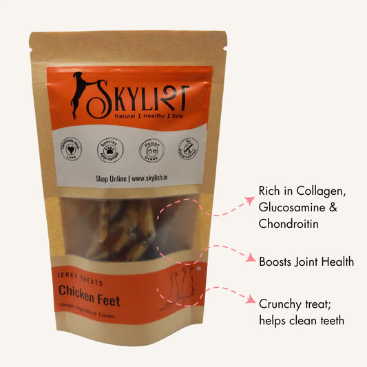 De-hydrated Chicken Feet for Dogs, 50 gm