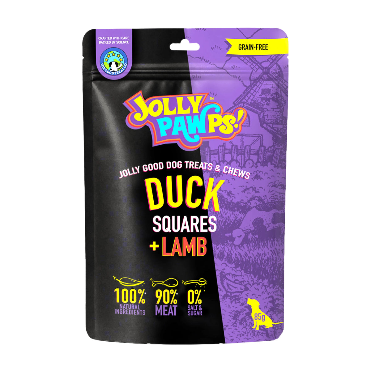 Jolly Pawps Duck Squares with Lamb for dogs, 85 g pack
