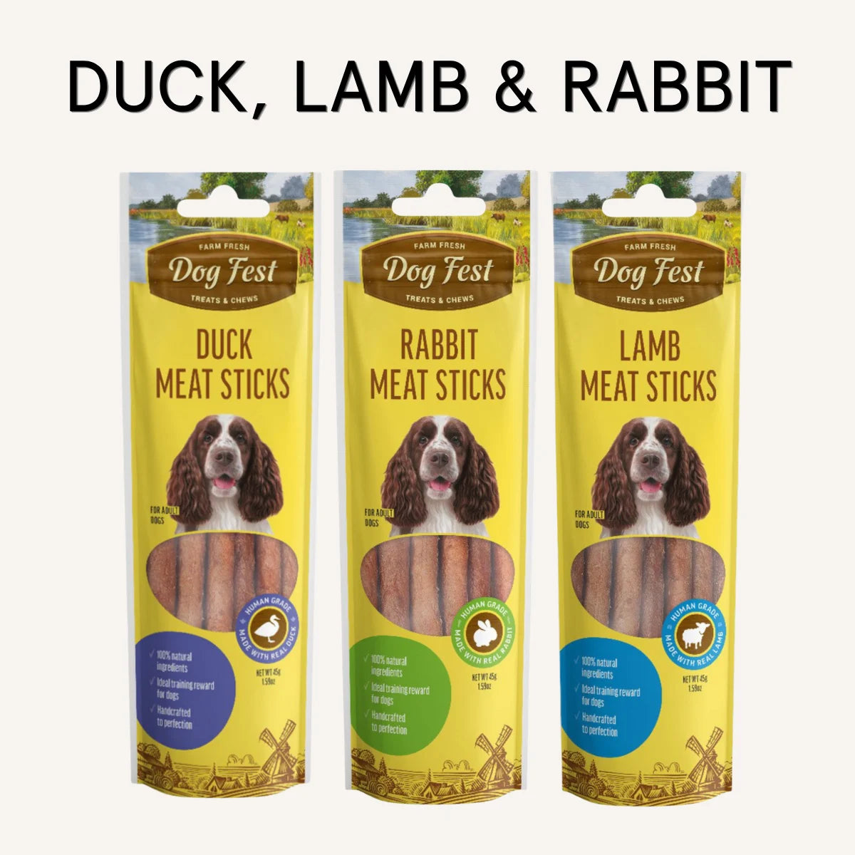 Duck, Lamb & Rabbit Meat Sticks for Dogs, 45 gm x 3