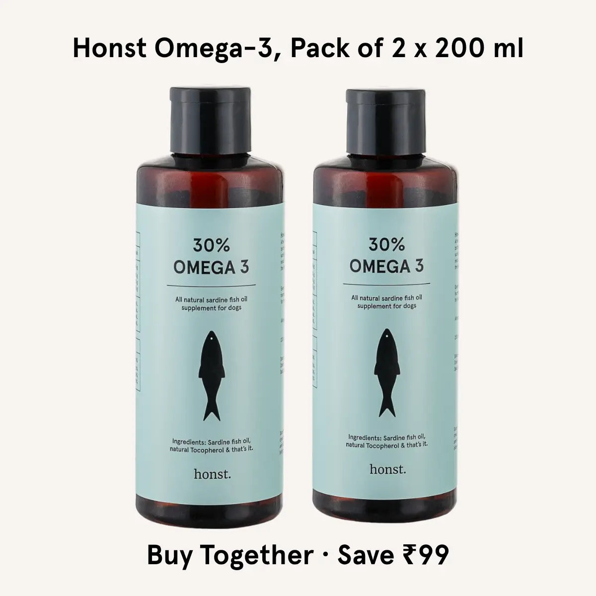Honst 30% Omega 3 Sardine Fish Oil for Dogs, Pack of 2