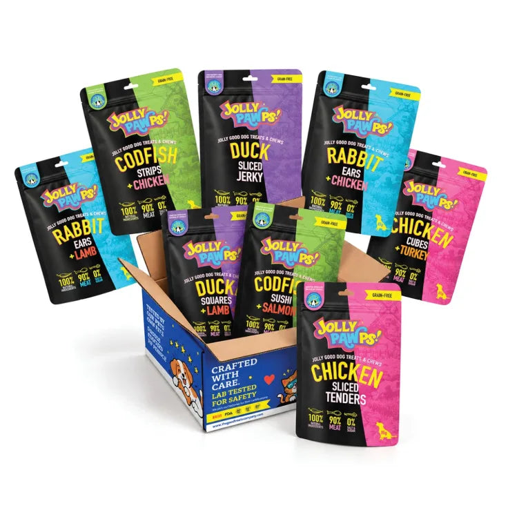 Jolly Pawps dog treats bundle: all 8 treats in one box