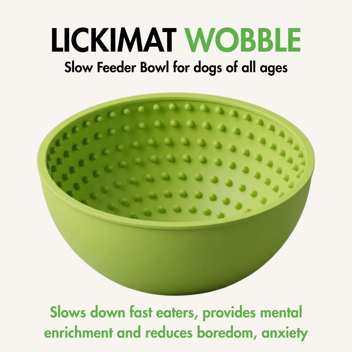 LickiMat Wobble slow feeder enrichment bowl for dogs — Green