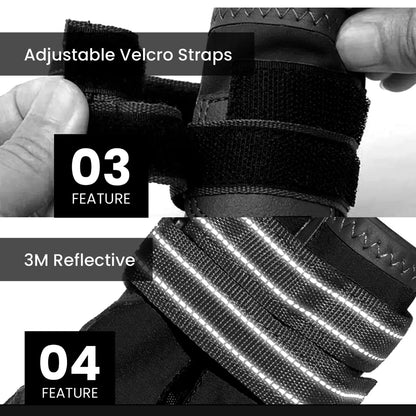 Close-up of adjustable velcro straps with 3M reflective material on a white background.