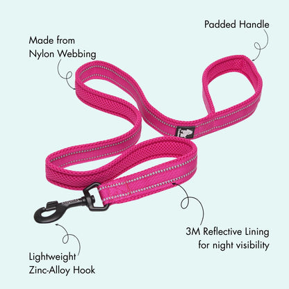 Padded Dog Leash - Fuschia, Truelove