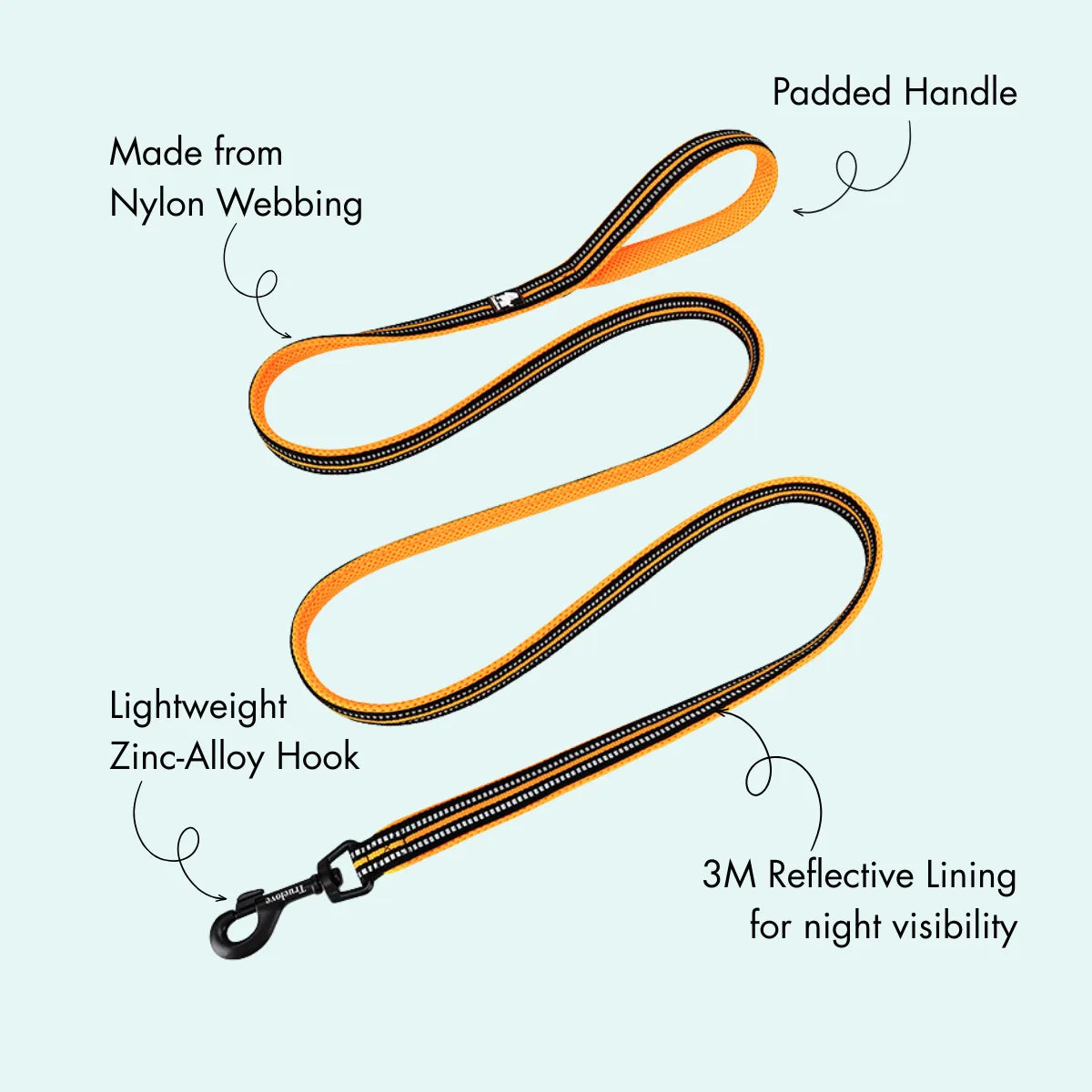 Padded Dog Leash - Orange, Truelove