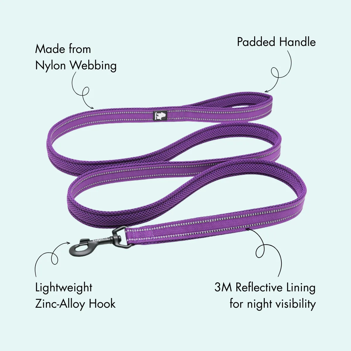 Padded Dog Leash - Purple, Truelove