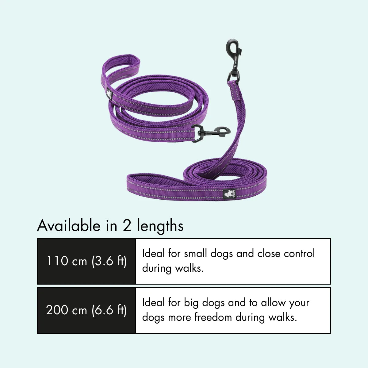 Padded Dog Leash - Purple, Truelove
