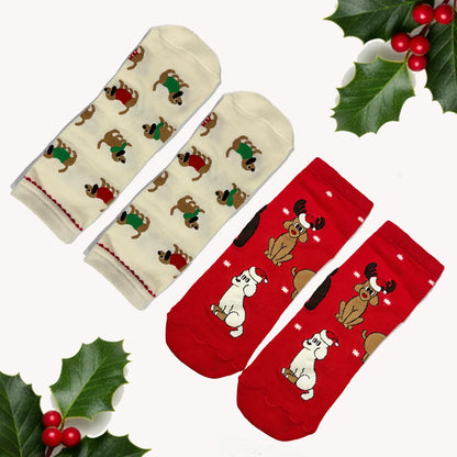Dog Socks Bundle - Set of 2 Pairs, Ankle Length