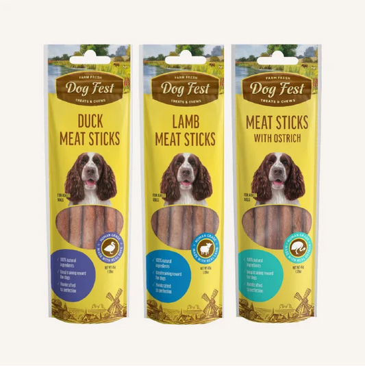 Ostrich, Duck and Lamb Meat Sticks - Dog Fest