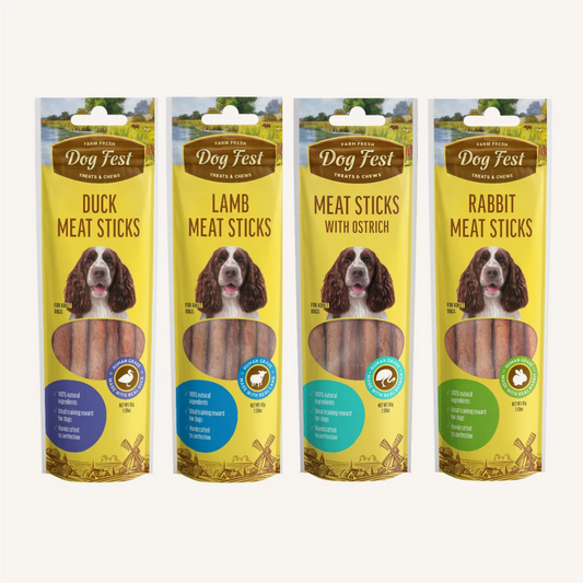 Ostrich, Duck, Lamb & Rabbit Meat Sticks - Dog Fest